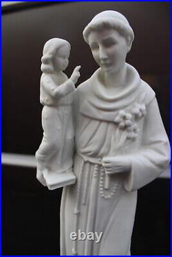 Antique french bisque porcelain saint anthony statue religious