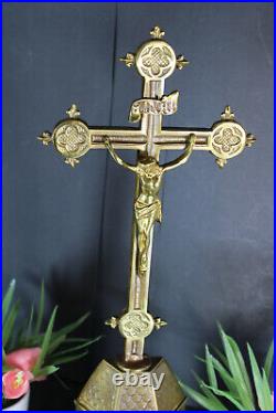 Antique french bronze crucifix chapel altar religious