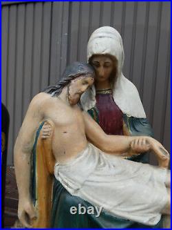 Antique french ceramic pieta statue religious