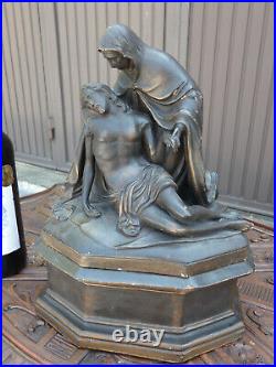 Antique french ceramic sculpture Pieta JEsus Religious