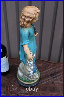 Antique french ceramic young Jesus statue figurine religious