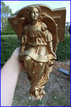 Antique french chalk gold gilt ARchangel figurine Religious wall console