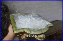 Antique french chalk gold gilt ARchangel figurine Religious wall console