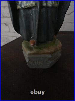 Antique french chalk statue saint Adele religious