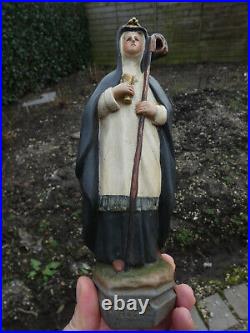 Antique french chalk statue saint Adele religious