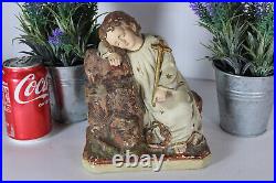 Antique french chalk young jesus figure statue religious