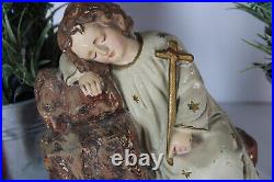 Antique french chalk young jesus figure statue religious