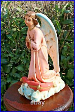 Antique french chalkware archangel angel figurine statue religious