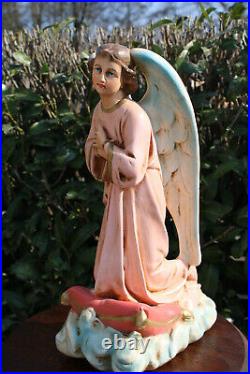 Antique french chalkware archangel angel figurine statue religious