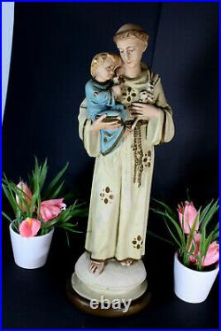 Antique french chalkware statue saint anthony religious