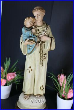 Antique french chalkware statue saint anthony religious