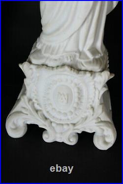 Antique french large religious bisque porcelain madonna figurine statue