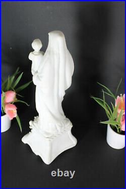 Antique french large religious bisque porcelain madonna figurine statue