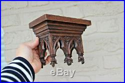 Antique french neo gothic religious console wood carved for statue saint