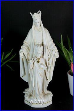 Antique french porcelain Madonna bisque jesus statue religious