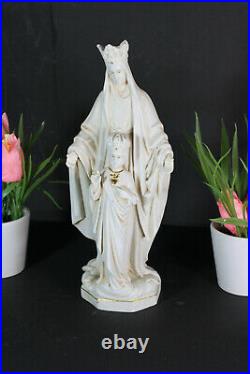 Antique french porcelain Madonna bisque jesus statue religious
