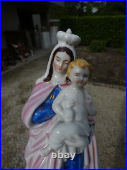 Antique french porcelain madonna child religious figurine statue