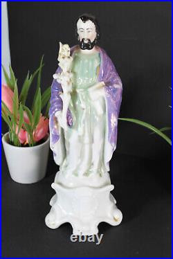Antique french porcelain religious saint joseph figurine statue