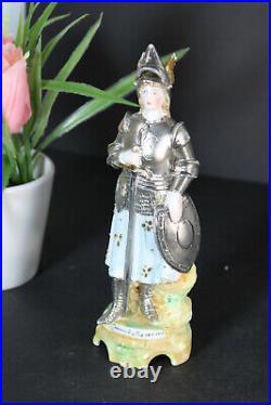 Antique french porcelain statue joan of arc knight religious figurine