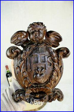 Antique french religious neo gothic wood carved angel cherub ornament jesus