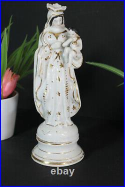 Antique french vieux paris porcelain religious madonna mary figurine statue