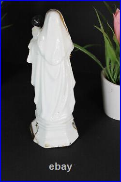 Antique french vieux paris porcelain religious madonna mary figurine statue