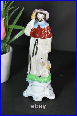 Antique french vieux paris porcelain saint roch dog statue figurine religious