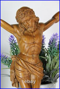 Antique french wood carved corpus christ jesus for crucifix religious
