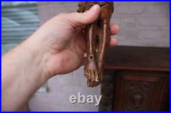 Antique french wood carved corpus christ statue figurine religious