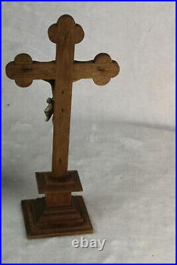 Antique french wood carved crucifix jesus cross neo gothic religious