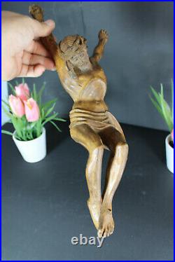 Antique french wood carved jansenism Christ for crucifix religious