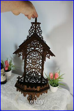 Antique french wood cut WAll religious Chapel christian for statue