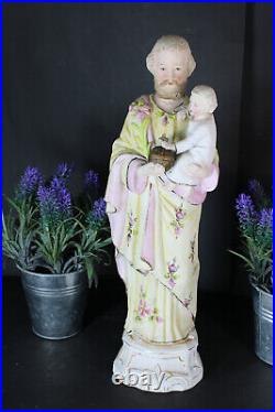 Antique german bisque porcelain saint joseph figurine statue religious