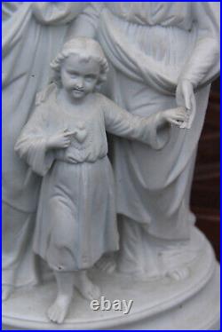 Antique german bisque white porcelain holy family statue religious