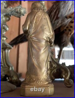 Antique gilt brass religious statues sacred heart crucifix oddities