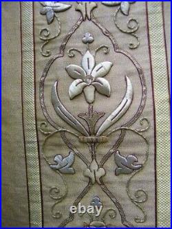 Antique goldbrocade religious goldhread vestment, embroidery applique Virgin Mary