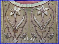 Antique goldbrocade religious goldhread vestment, embroidery applique Virgin Mary