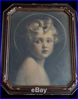 Antique gravure etching Light of the World Angel 19.5×23.5 inches, 1800's