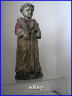 Antique hand carved Wood Religious Statue of Saint Francis 13 Authentic