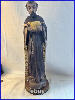 Antique hand carved religious wood statue, mexico- Rare Art One Of A Kind