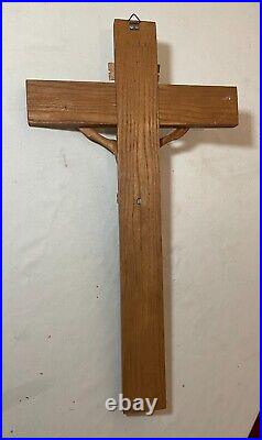 Antique hand carved wood religious Jesus Christ crucifix cross sculpture God