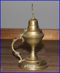 Antique hand made brass religious incense burner with cross icon lamp