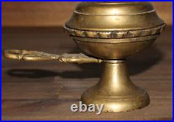 Antique hand made bronze religious incense burner with cross icon lamp