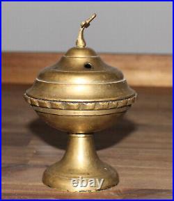 Antique hand made bronze religious incense burner with cross icon lamp