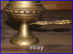 Antique hand made bronze religious incense burner with cross icon lamp