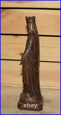 Antique hand made religious metal figurine The Virgin Mary