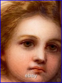 Antique hand painted 1900 era KPM Style Porcelain Plaque Sistine Madonna framed