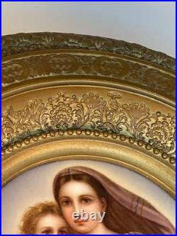 Antique hand painted 1900 era KPM Style Porcelain Plaque Sistine Madonna framed