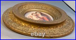 Antique hand painted 1900 era KPM Style Porcelain Plaque Sistine Madonna framed