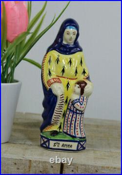 Antique henriot quimer faience SAINT ANNE statue figurine religious
